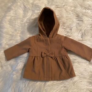 Old Navy Unfant Girls Brown hooded Pea Coat Sz6/12 mo